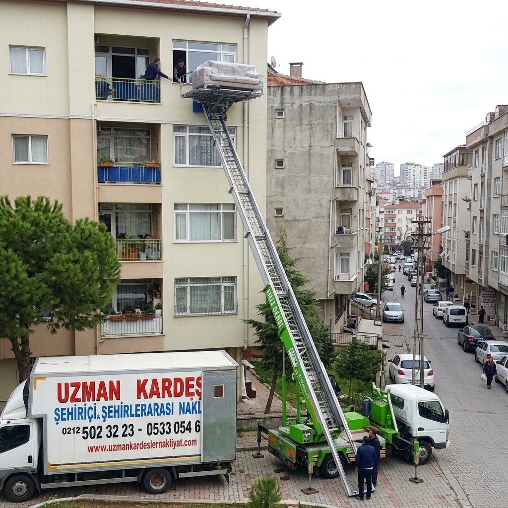 İstanbul Evden Eve Nakliyat - Uzman Kardeşler Nakliyat kamyonu Galata Kulesi önünde